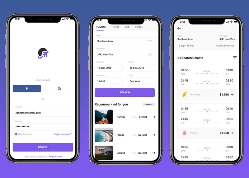 custom flight booking app development