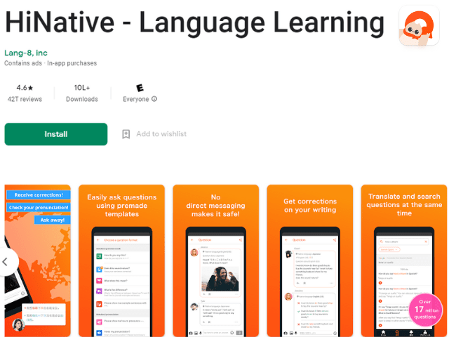 hinative language learning apps