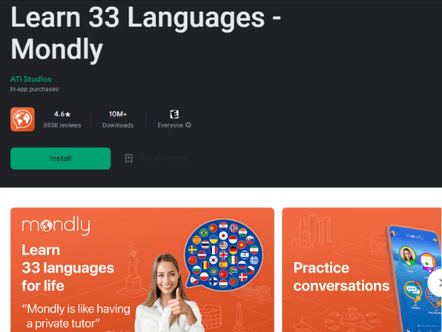 Mondly language learning apps