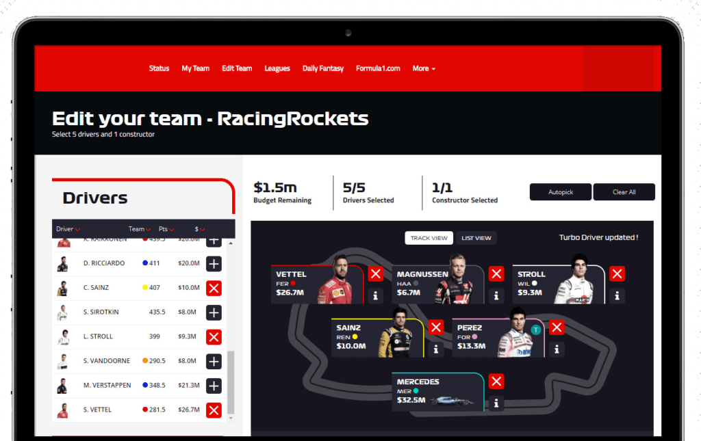Fantasy Auto Racing App Development