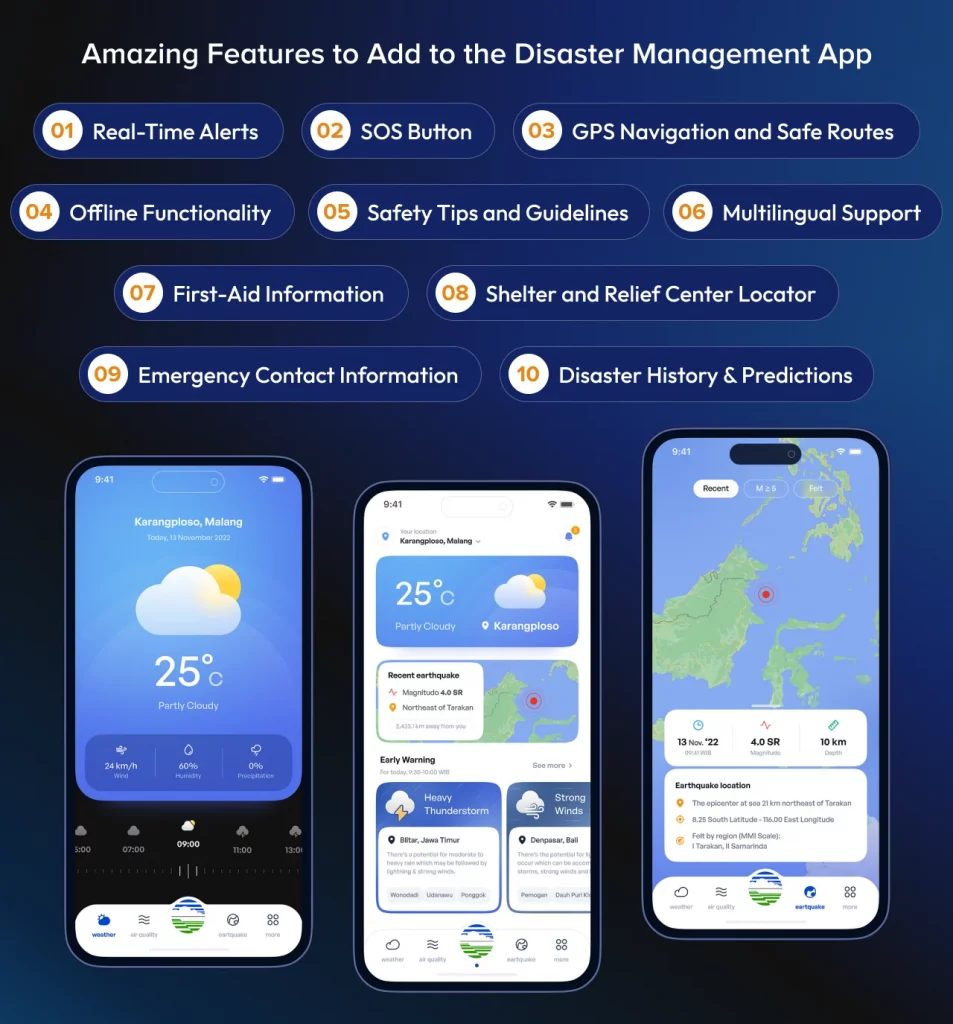 Disaster Management App Development Features