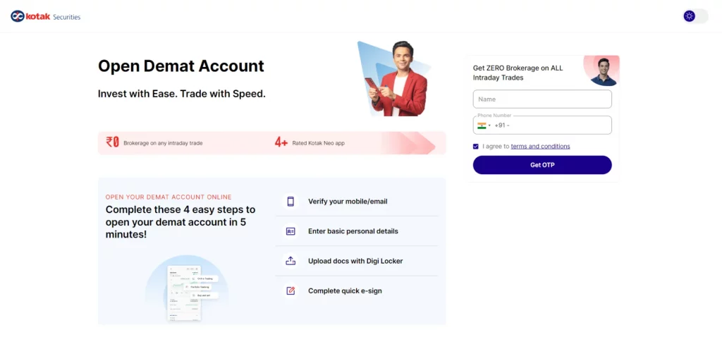 Kotak Securities (best stock market app without brokerage)