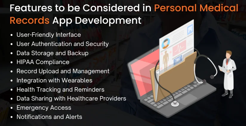 Personal Medical Records App Development Features