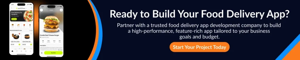 Food delivery app CTA