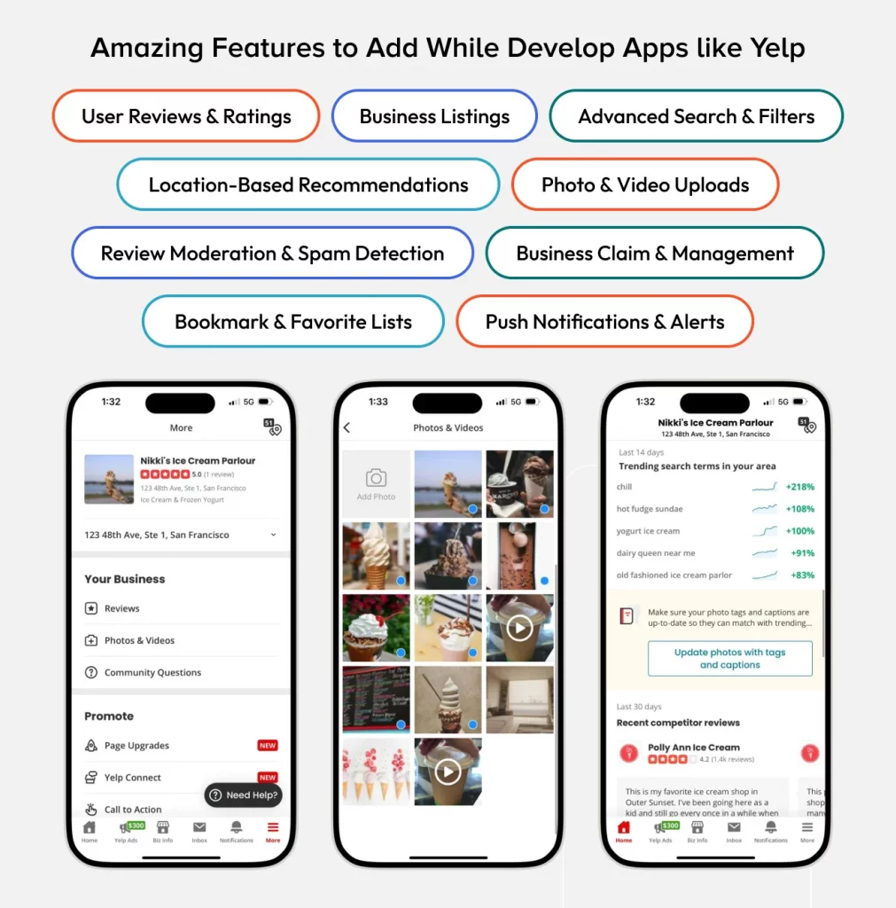 Develop Apps like Yelp Features