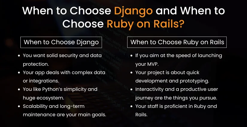 Choose Django and Ruby on Rails