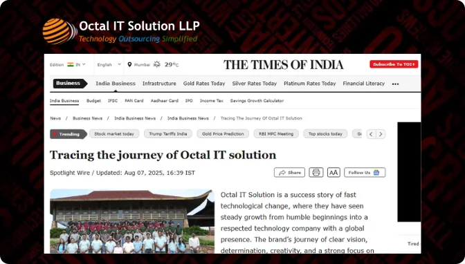Octal IT Solution Featured in The Times of India – Tracing Our Journey