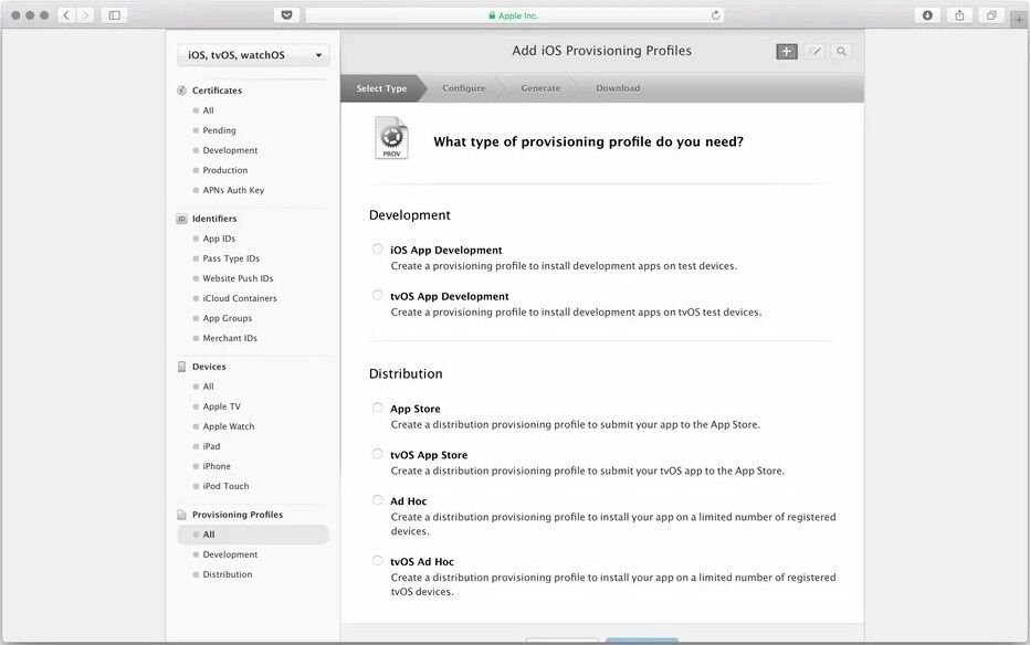 Production Provisioning Profile
